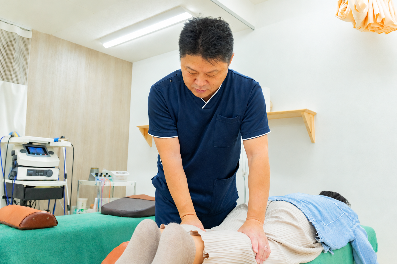 脚の施術をする院長